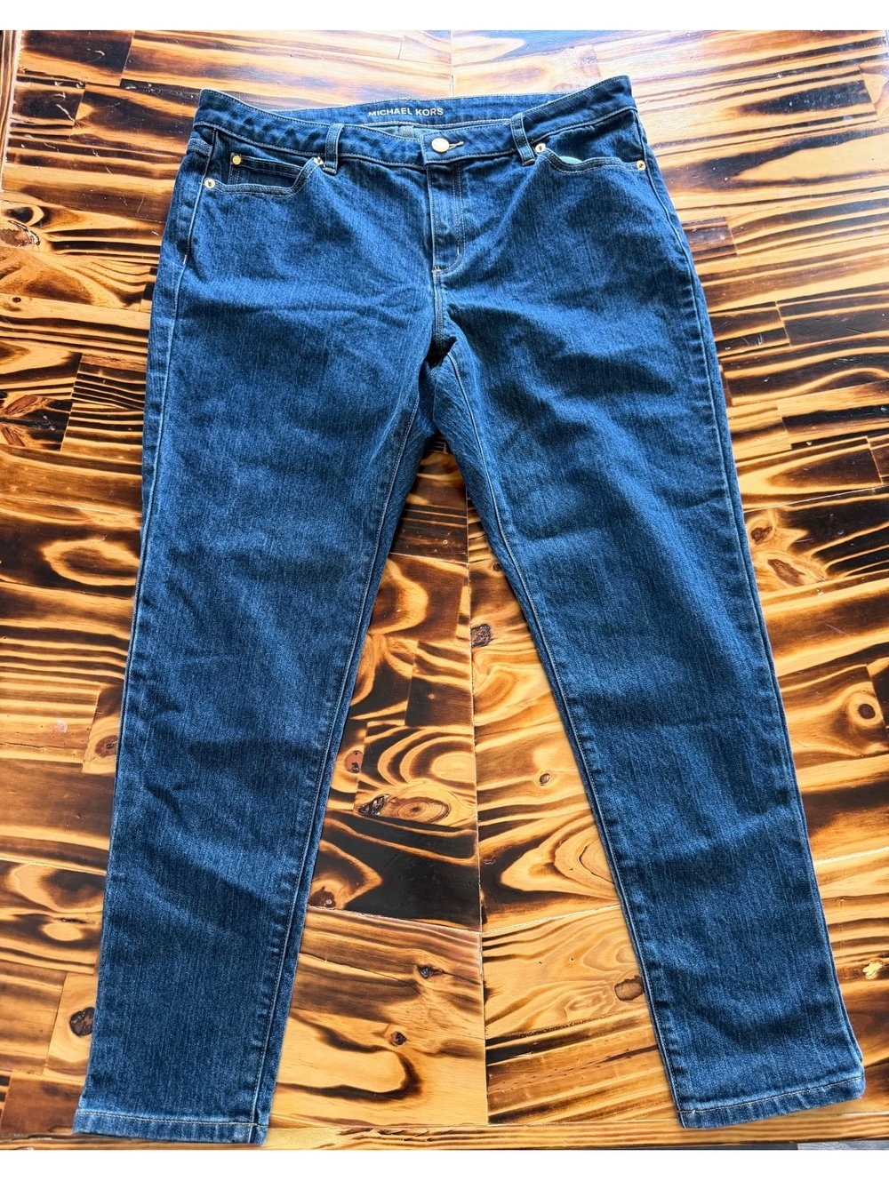 Michael Kors Izzy Skinny Blue Denim Jeans Size 14P Mid Rise Cotton Blend